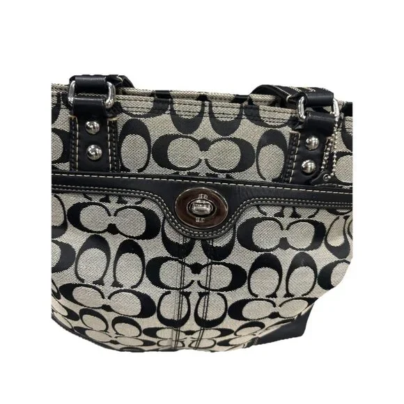 Coach Hampton Vintage Signature Black And Gray Tote - Picture 2 of 8
